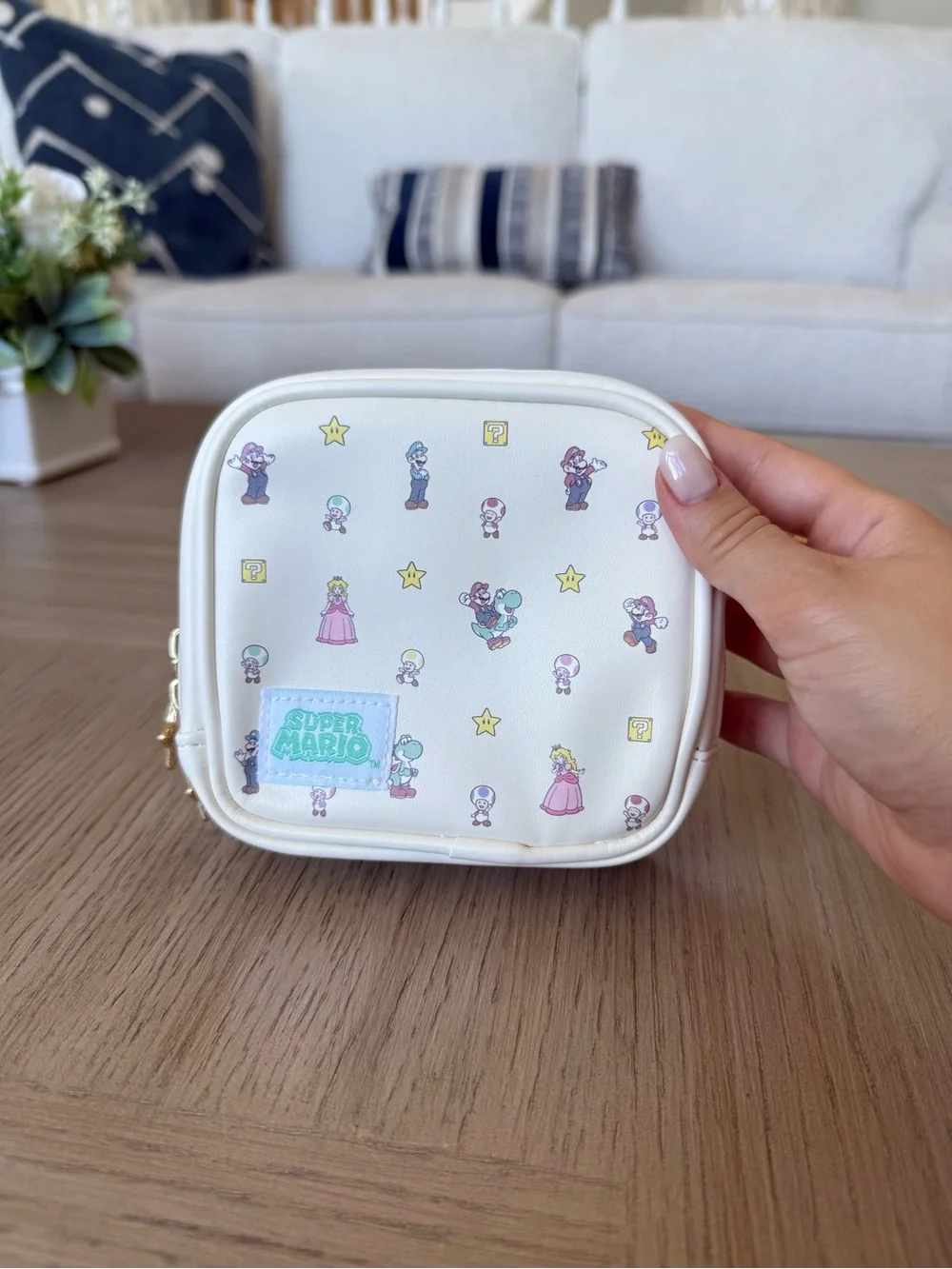 Super Mario Brothers Square Cosmetic/ Stationary Bag Nintendo Store Japan NWT
